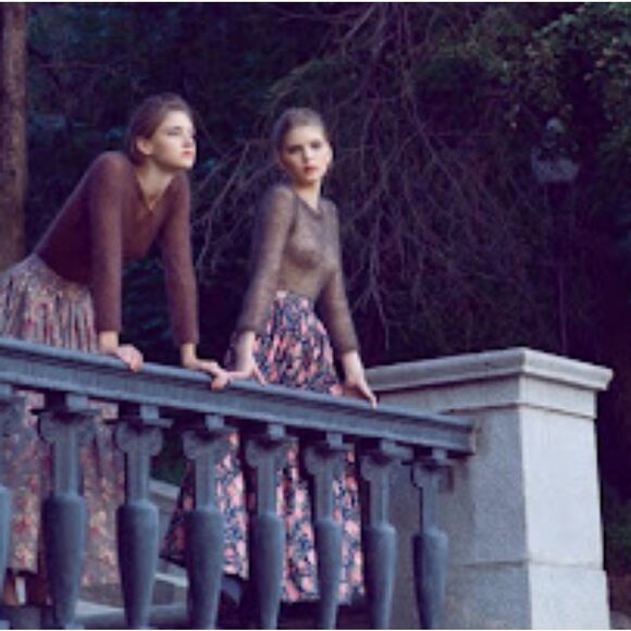 Stunning Vintage Floral Black Chiffon Feather Print Flowy Maxi Skirt Small - Picture 11 of 11